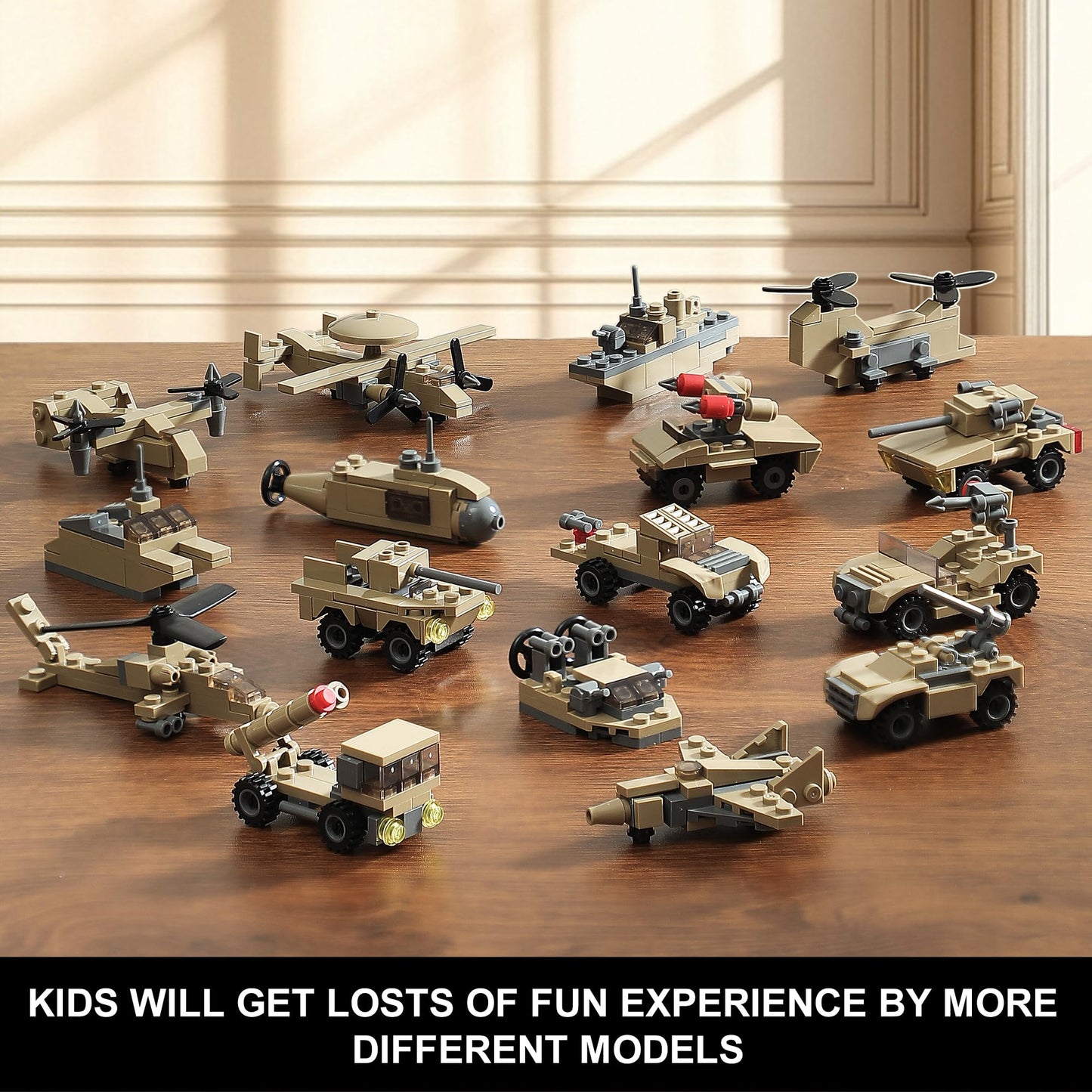 WW2 Army Tank Toys Building Sets Compatible with Lego, Create a German Dora Cannon or 16 Military Vehicles with 20 Toy Soldiers, STEM Toys for Boys