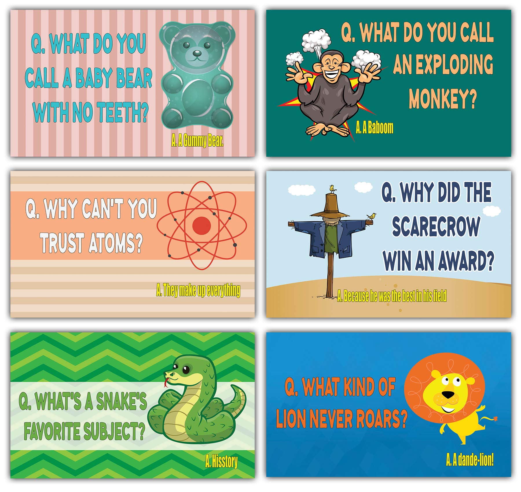 Creanoso Silly and Hilarious Lunch Box Jokes Flashcards for Children (30 Cards x 1 Set) - Lunch Box Note Cards - Funny and Silly Jokes Cards - Premium