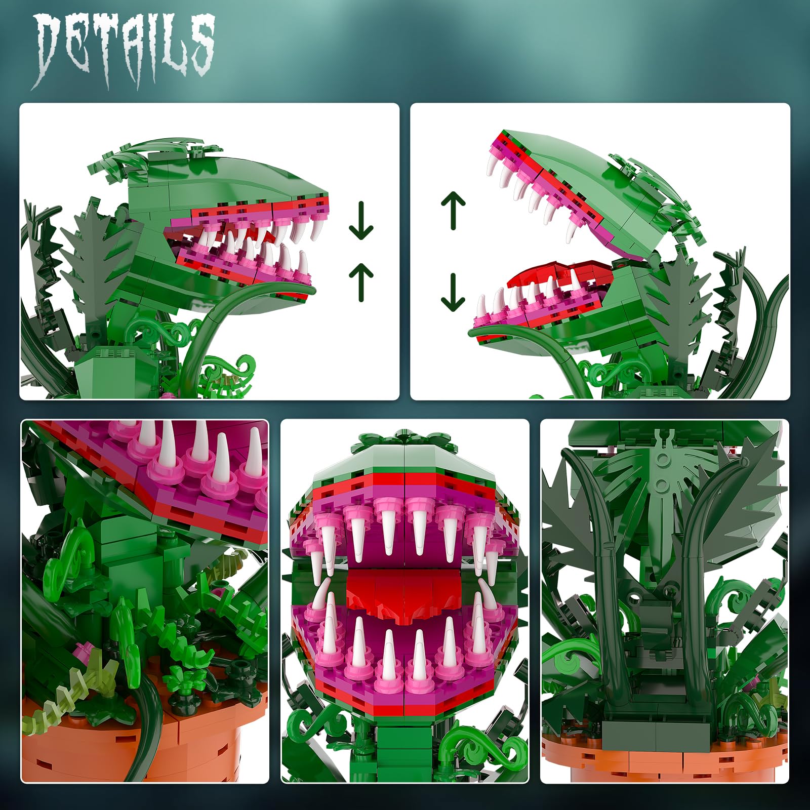 Audrey 2 Cannibal Flower Building Block Set, Little Shop of Horrors Piranha Plant with Openable Mouth Toy Collection, Gift Birthday, Christmas