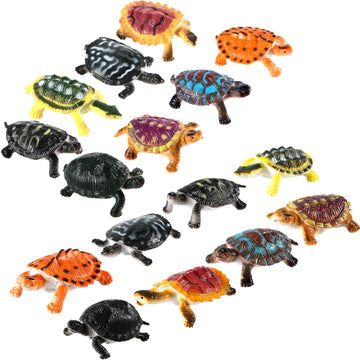 Bememo 16 Pcs Turtle Toys Mini Plastic Turtles Figurines for Kids
