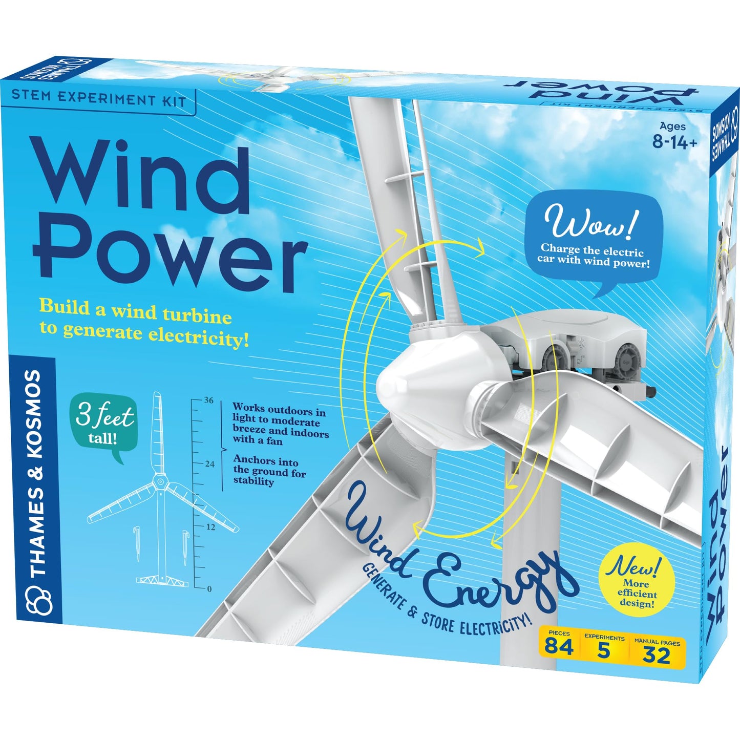 Thames & Kosmos Wind Power V5.0 STEM Experiment Kit, Build a 3ft-Tall Model Wind Turbine & Explore Clean, Renewable Energy, Optimized for Use Outdoors