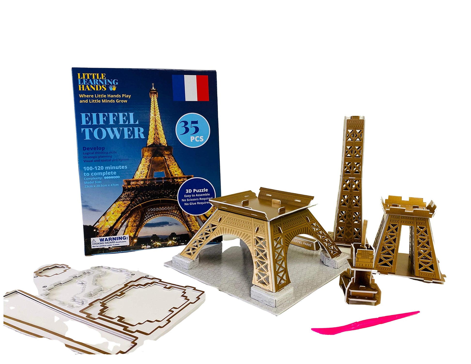 Little Learning Hands 3D Puzzles for Adults and Kids | France Eiffel Tower Puzzle 3D Model Kit | Eiffel Tower Architecture Model Building Kit |