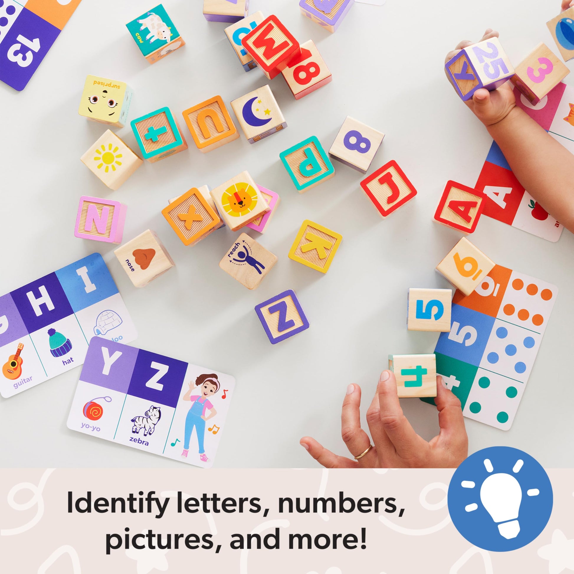 Melissa & Doug Ms. Rachel Letter, Number, and Game Wooden Learning Blocks with Activity Cards for Girls and Boys Toddlers Ages 18 Months+ - FSC