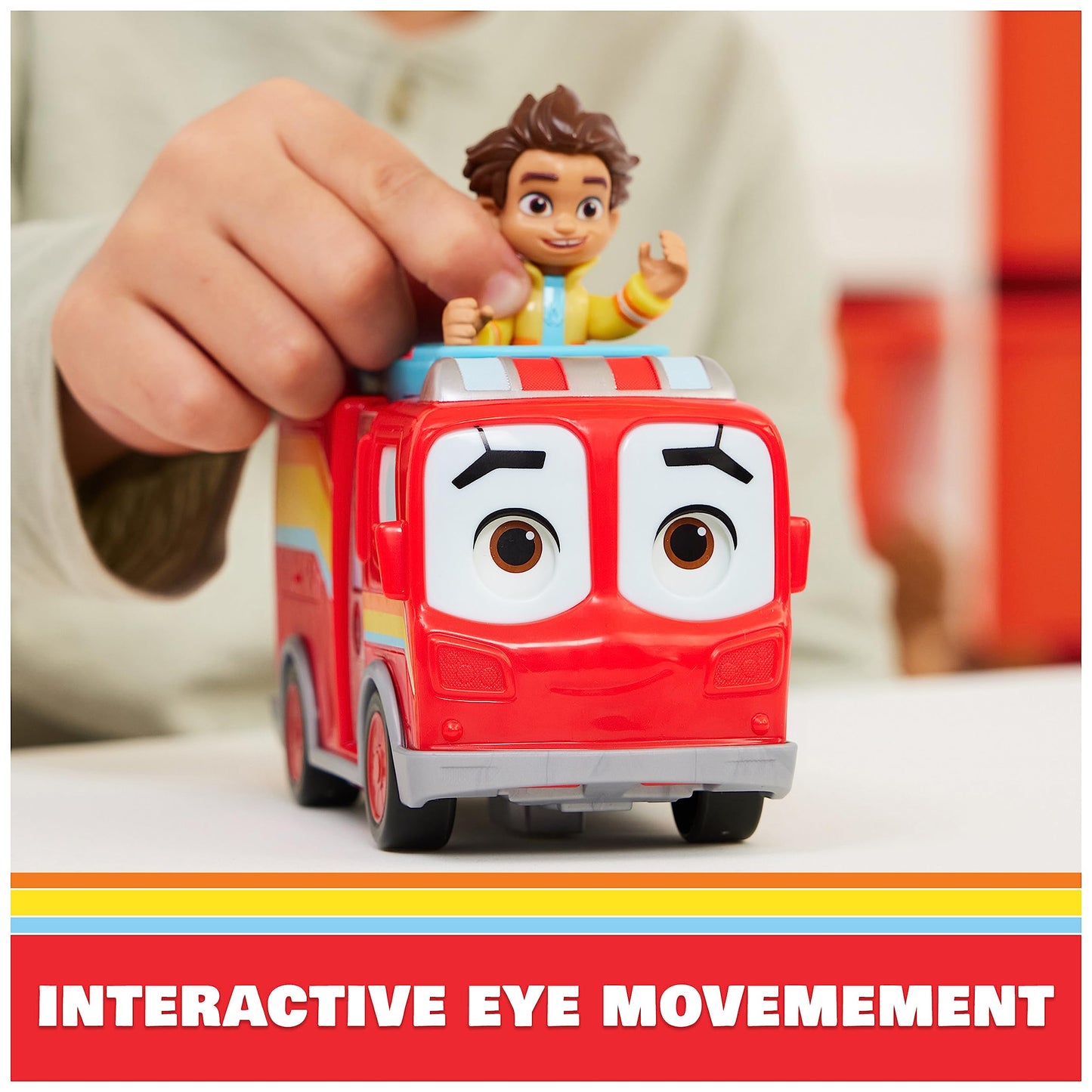 DC Comics Disney Junior Firebuds, Bo and Flash, Action Figure and Fire Engine Vehicle with Interactive Eye Movement, Kids’ Toys for Boys and Girls