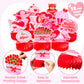 JOYIN 12 Pcs Valentine's Day Honeycomb Centerpieces, Table Decorations with Red Pink Heart Bear , Centerpieces Decor for Kids Birthday Valentine's Day