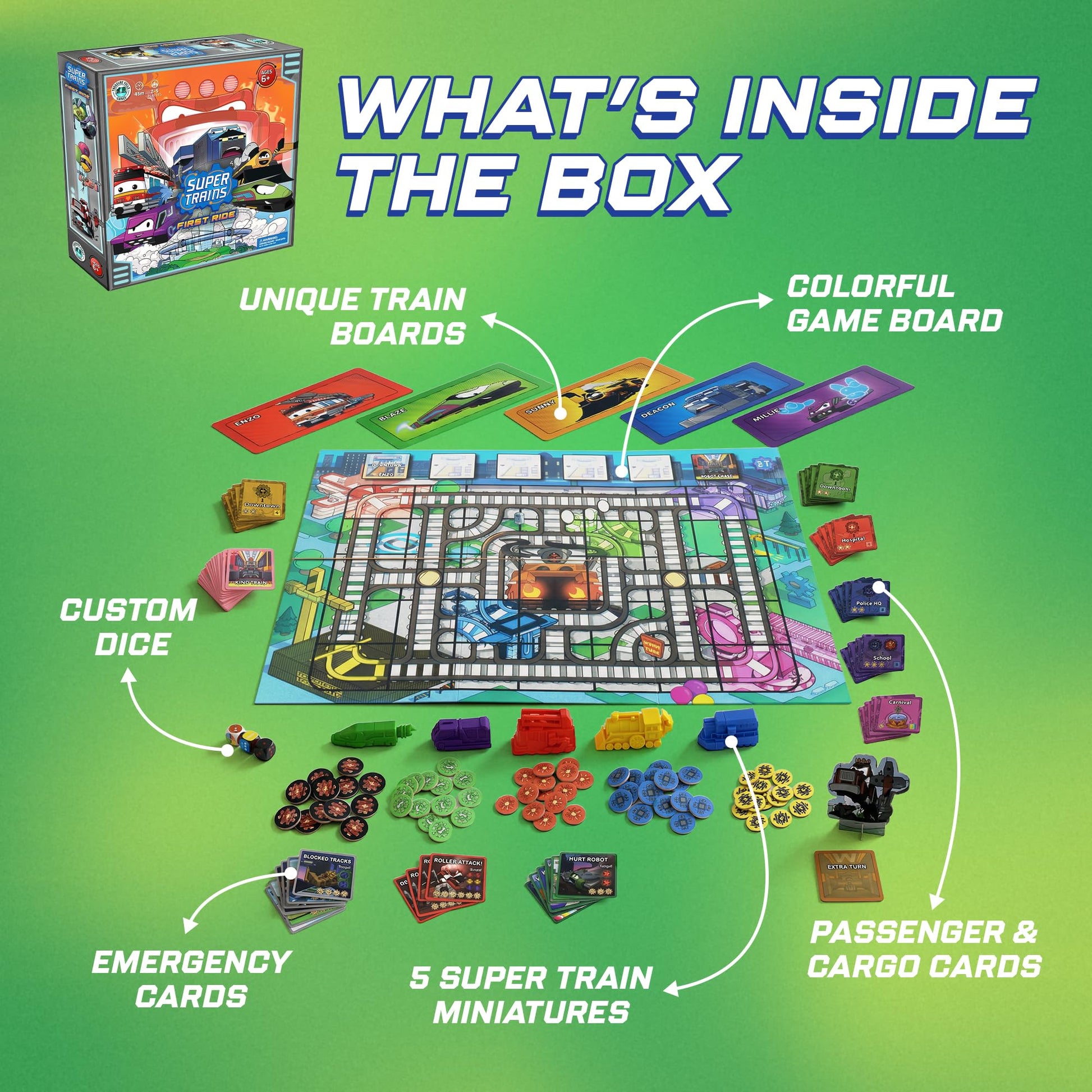 Super Trains: First Ride - Kids Train Board Game (Ages 7-10) | Easy to Learn Family Game | Competitive with Kindness