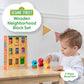 Kids Preferred Sesame Street Wooden Neighborhood Block Set with Storage Case, Toddler Sorting and Matching Blocks