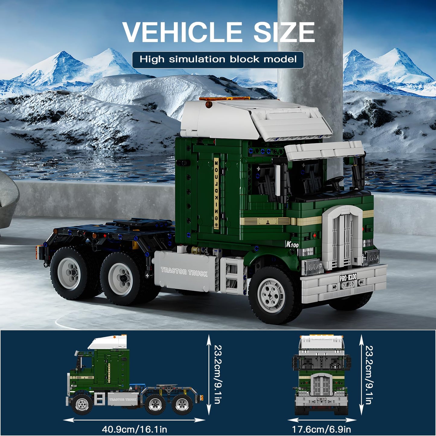 Mould King RC Tractor Truck Building Block, 2181 Pcs Semi Truck Toy