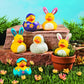 Fun Express Easter Bunny Rubber Duckies, Holiday Toys and Decorations, Treasure Chests Supplies - Pastel (Pink, Yellow, Blue) - 12 Pieces