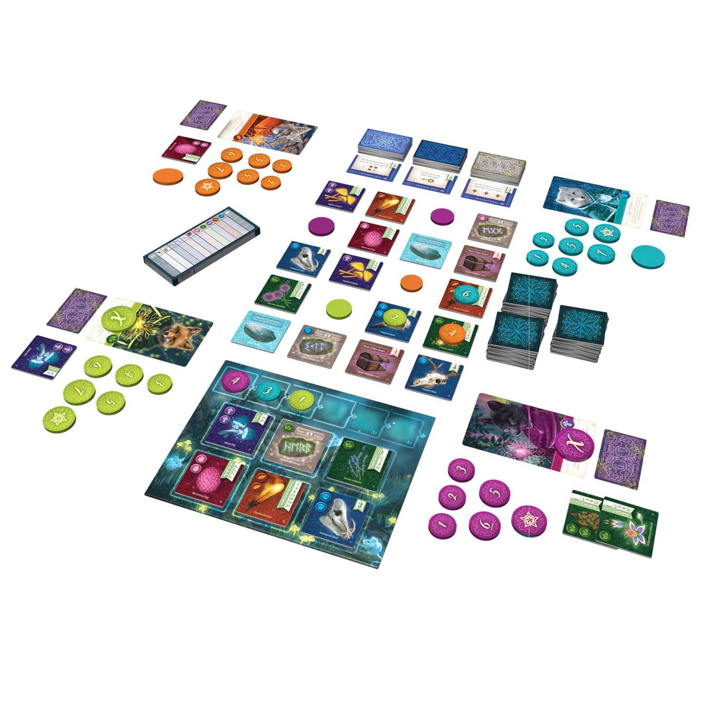 AEG & Flatout Games | Nocturne - Set Collection & Bidding Board Game | Play as Fox Mystics, Find Magical Items & Cast Spells | Ages 10+ | 1-4 Players