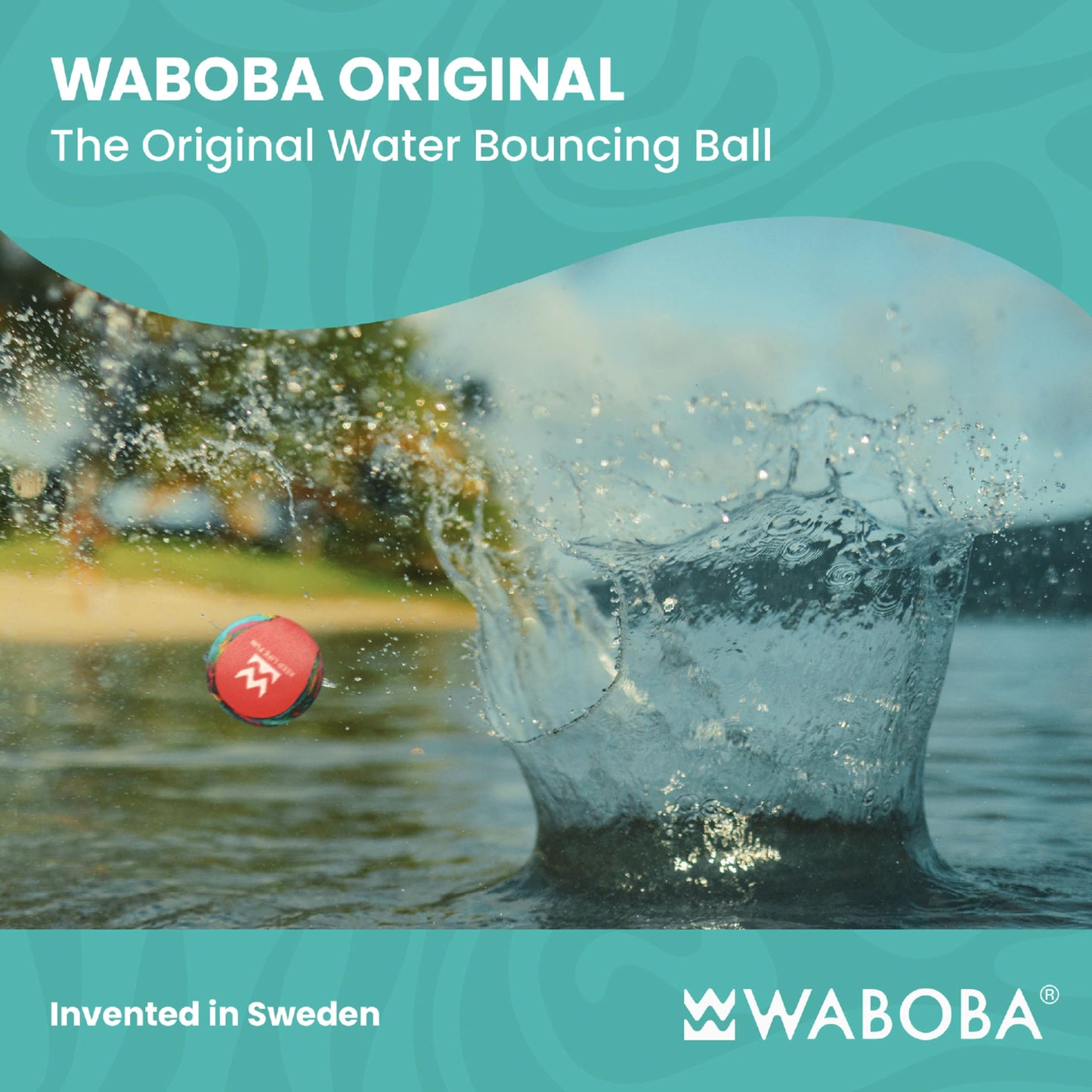 Waboba Original Water Skipping Ball 2 Pack, Neon Abstract & Zigzag