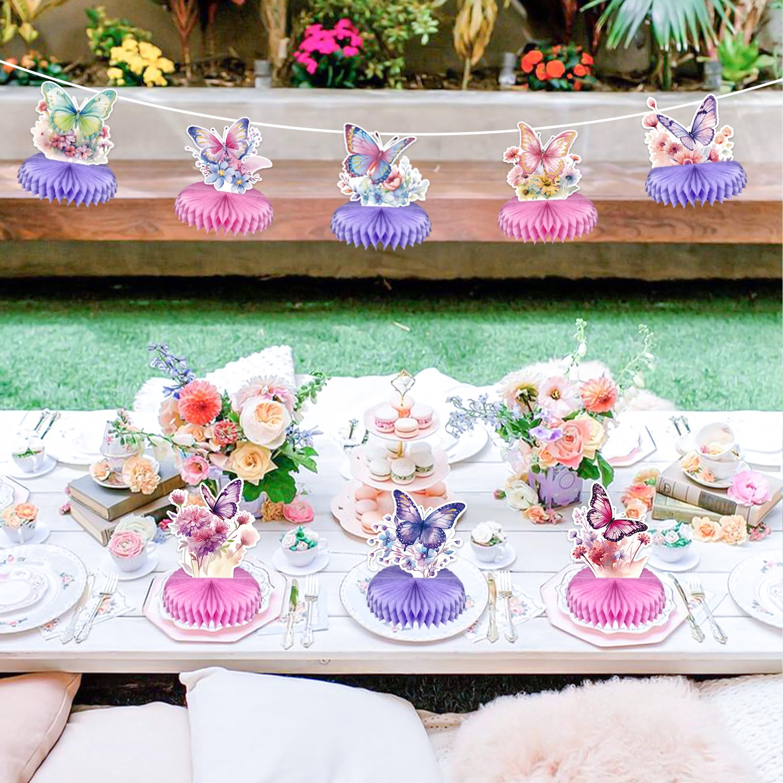 10PCS Butterfly Centerpieces for Tables Butterfly Girls Birthday Decorations Honeycomb Table Toppers for Baby Shower Gender Reveal Spring Tea Party