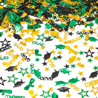 Green Gold and Black Graduation Confetti 2026, 1000 Pcs Congrats Grad Confetti Class of 2026 Party Table Centerpiece for 2026 Graduation Party