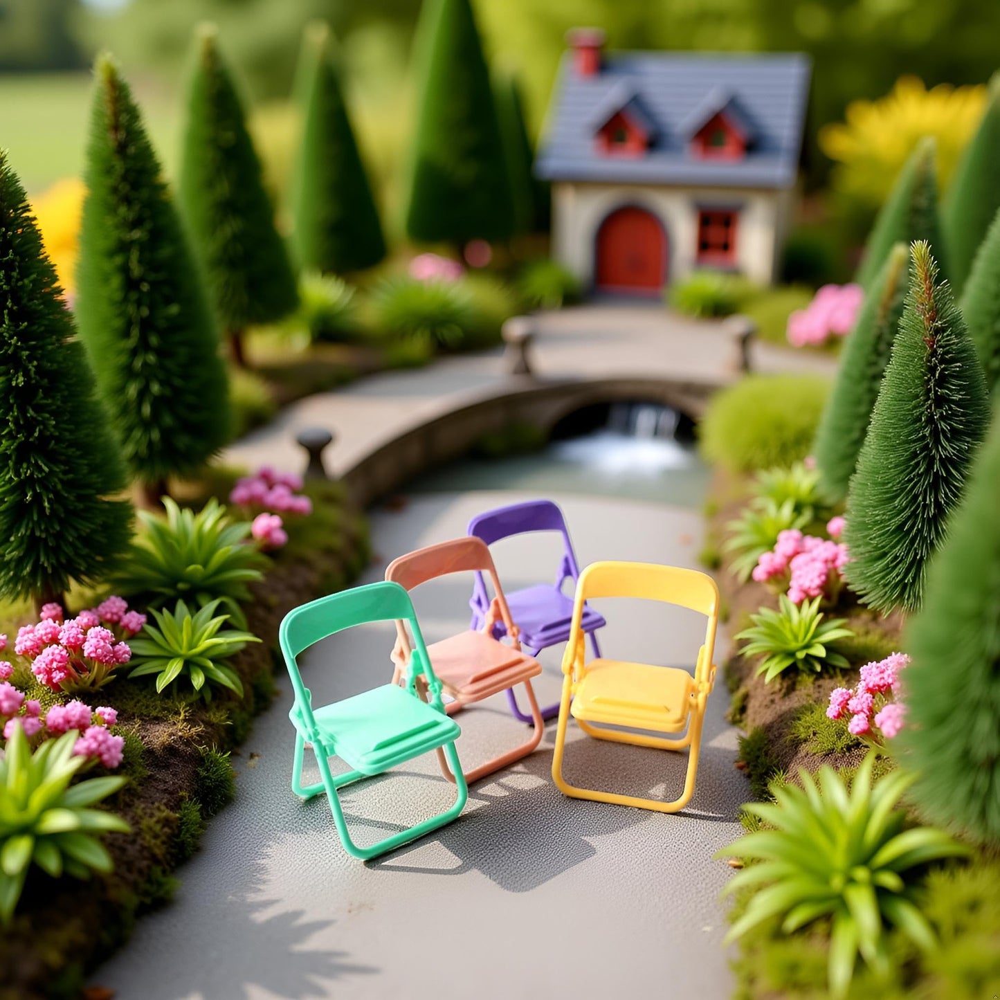 5Pcs Colourful Simulation Mini Folding Back Small Chair Model,Miniature Scene Accessories,Miniature Plastic Furniture Accessories Scene Props