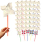 4E's Novelty 24 Pack DIY Pinwheels Craft for Kids, Bulk Summer Pinwheel Craft Kit, Color Your Own Paper Windmill Patriotic Pinwheels for Kids Bulk 4th