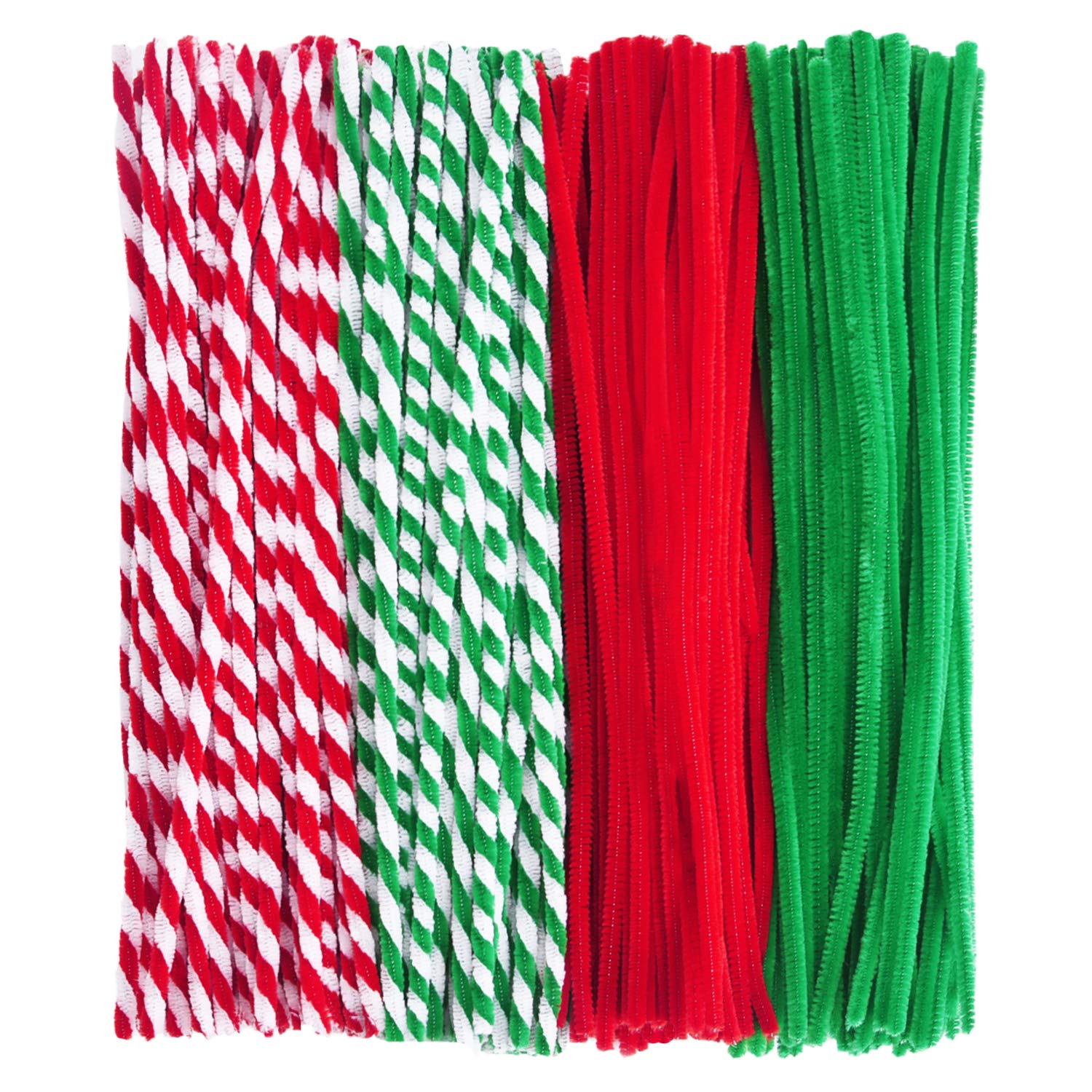 Livder 400 Pieces Christmas Pipe Cleaners Chenille Stems for DIY Art Crafts Decorations Supplies, Red Green White