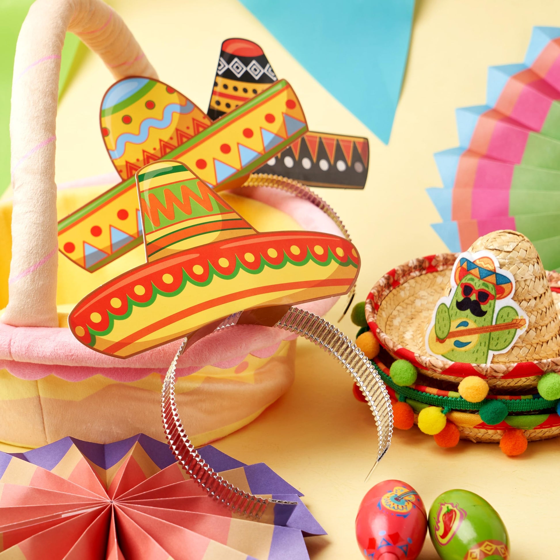 JOYIN 24 Pcs Cinco de Mayo Sombrero Headbands for Mexican Themed Fiesta Party, Party Supplies Decorations for Fun Fiesta Hat Party Supplies, Luau