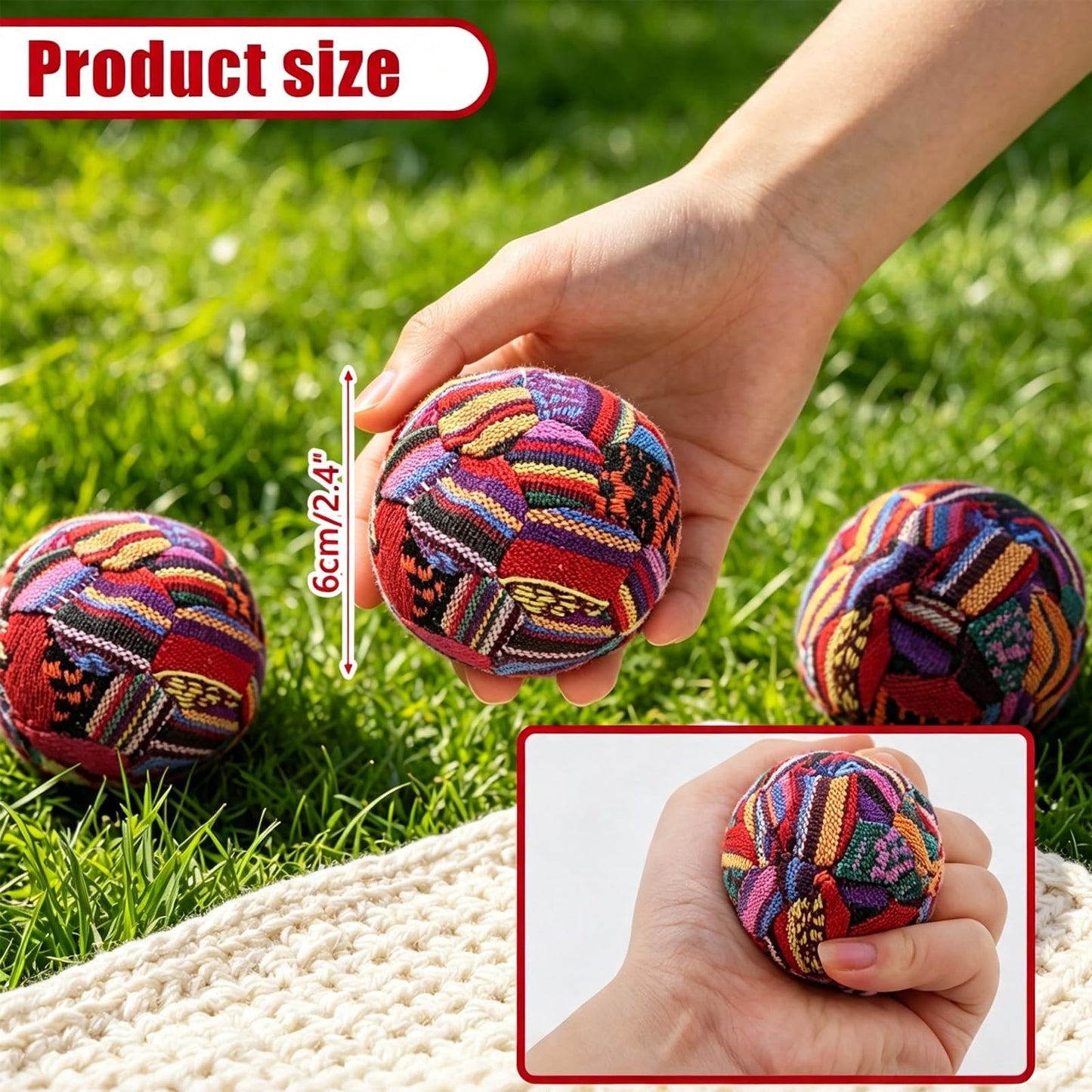 Colorato 3 Packs 32 Panel Footbag, 60g Guatemala Footbag for Beginner