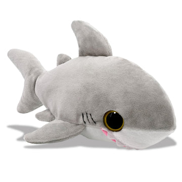 Puzzled Plush Shark Stuffed Animal - Soft Huggable Big Eyes Grey Shark, Adorable Playtime Shark Plush Toy, Cute Sea Life Cuddle Gifts, Soft Plush Doll