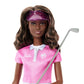 Barbie Golf Player, Brunette, Fashion Doll in Pink Golf Outfit, A Dress That Can Be Off with Sun Visor and Golf Club, JCR69