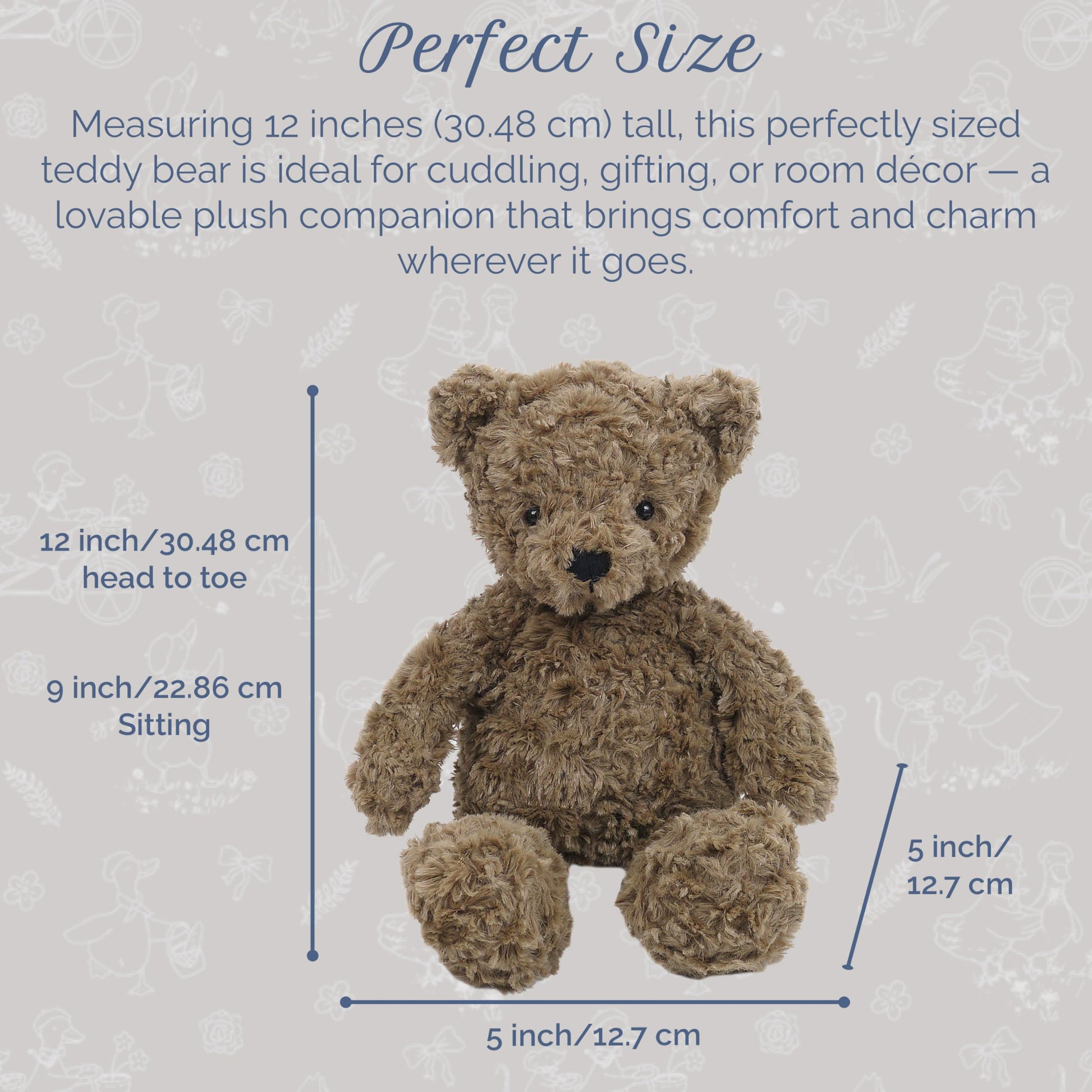MON AMI Cocoa The Teddy Bear Stuffed Animal - 12" Brown, Teddy Bear Plush, Cute Plushies for Kids of All Ages