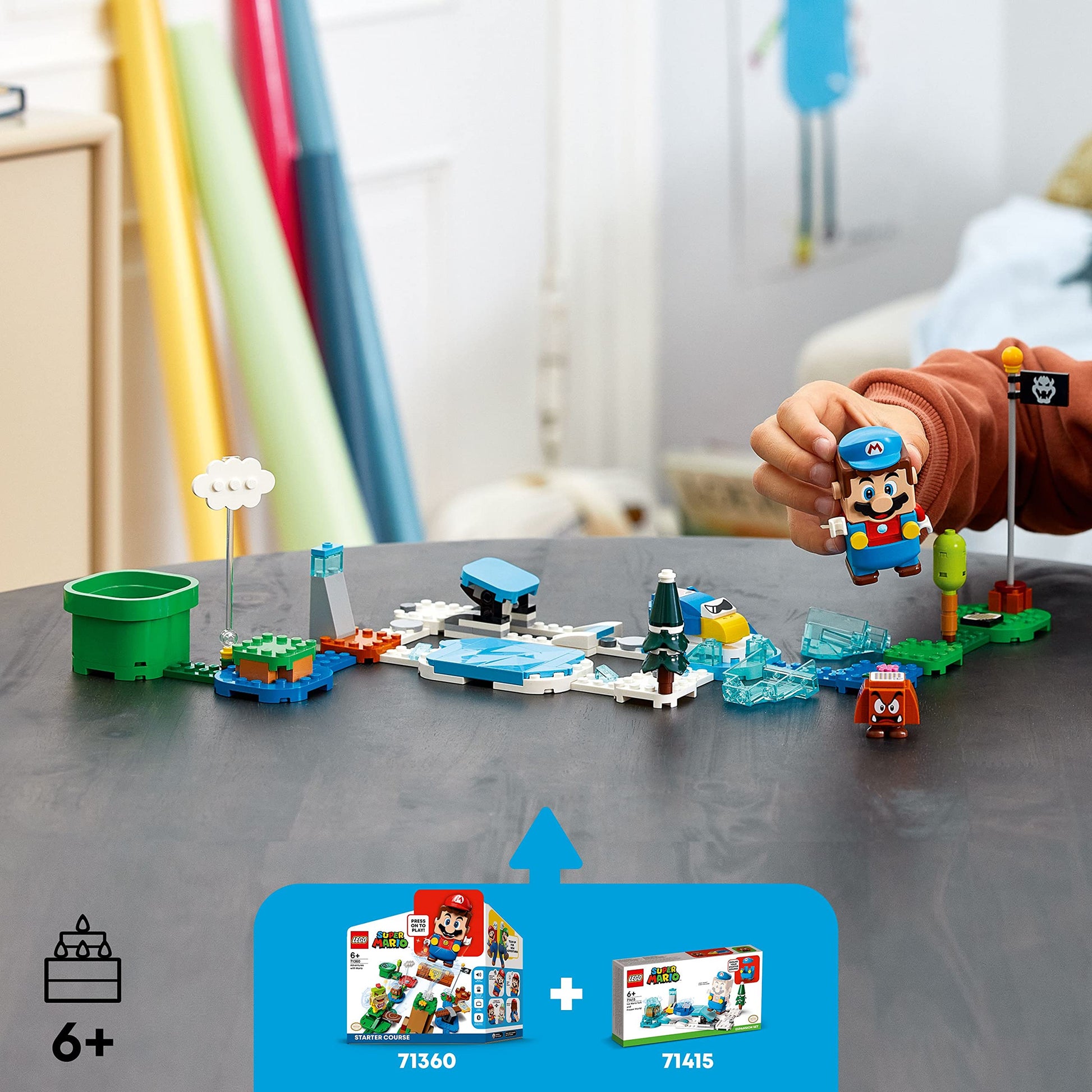 LEGO Super Mario Ice Mario Suit and Frozen World Expansion Set 71415, Collectible Buildable Game with Figure Costume Plus Cooligan and Goomba Enemy