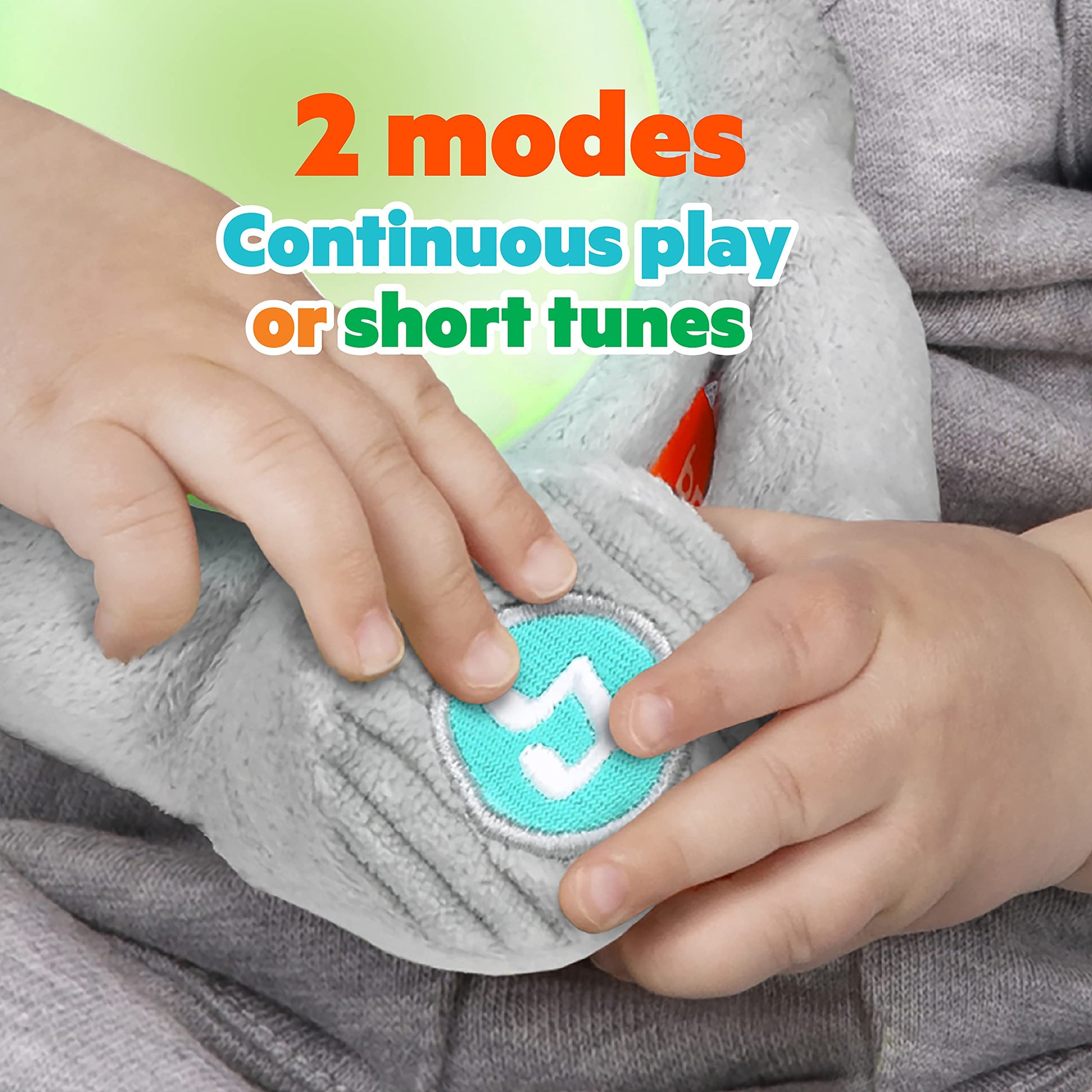 Bright Starts Hug-a-Bye Baby Elephant Stuffed Animal Musical Toy, Soft Toy Soother Plays Songs & Lights up, Newborn and up