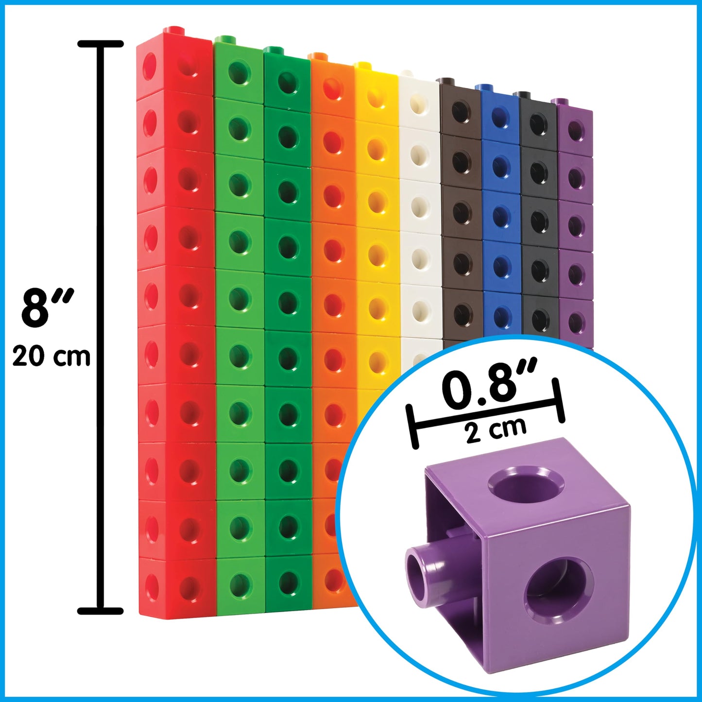 edxeducation Linking Cubes, Set of 100, Counting Cubes, Color Sorting Toys