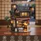 BETESINE Book Nook Kit for Adults 14+, Japanese Miniature House with LED Light and Dust Cover, DIY 3D Wooden Puzzle Bookshelf Insert Decor, Creative
