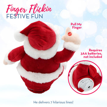4E's Novelty Animated Santa Claus Plush, Makes Gas Sound, Talking Christmas Bear Plush Toys for Kids 8" Funny Christmas Stuffed Animals Gag Gifts