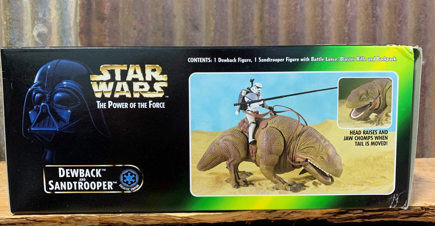 Star Wars 1997 The Power of the Force Action Figures Playset - Dewback and Exclusive Sandtrooper Figure with Battle Lance, Blaster Rifle and Backpack