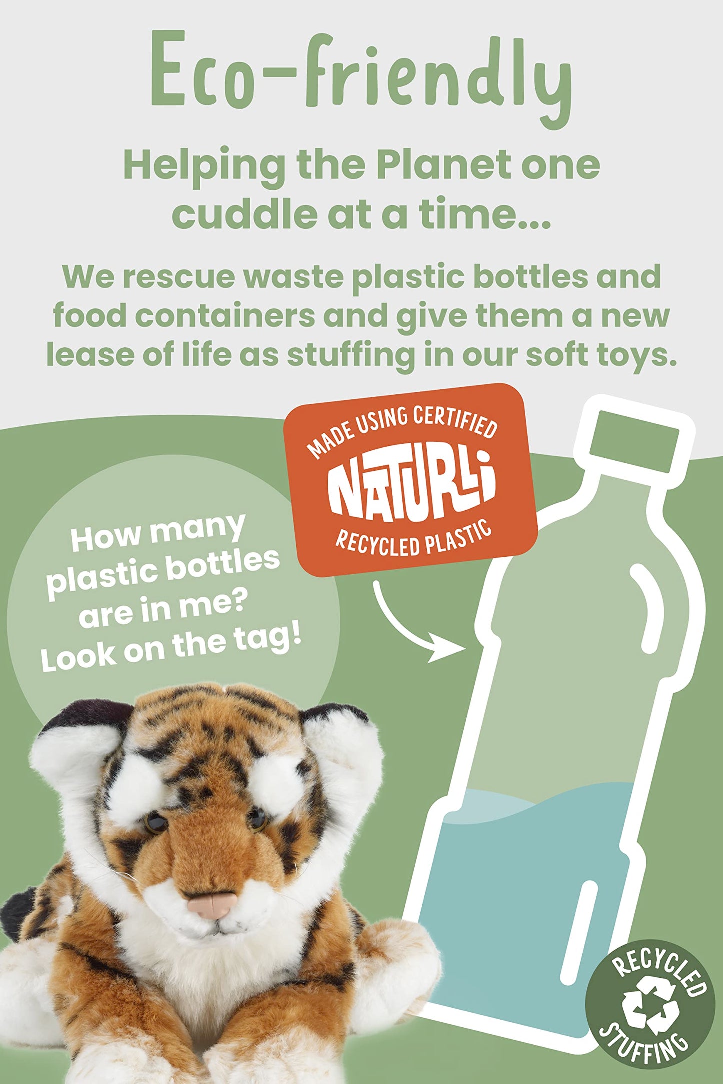 Living Nature Small Tiger Cub Stuffed Animal | Fluffy Tiger Animal | Soft Toy Gift for Kids | 10 inches