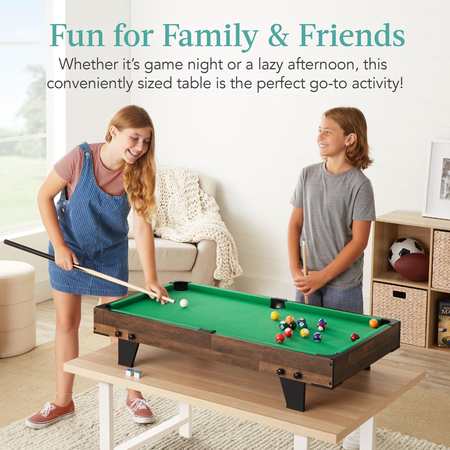Best Choice Products 40in Tabletop Billiard Table, Pool Arcade Game Table for Living Room, Game Room w/ 2 Cue Sticks, Ball Set, Storage Bag - Walnut