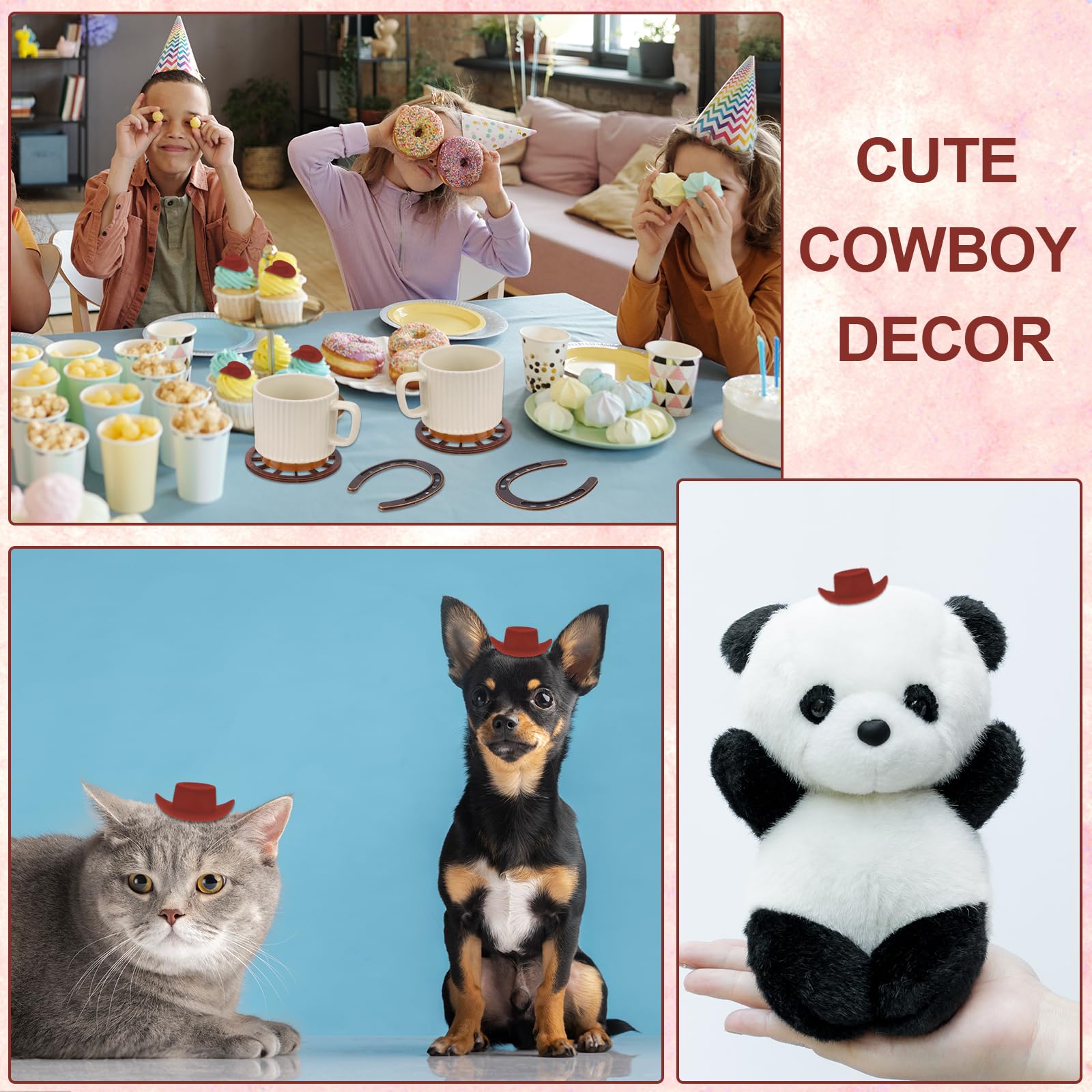 FIONUPI 40 PCS Western Themed Party Decorations Mini Horseshoes Cowboy Hats Wagon Wheels Retro Table Centerpieces for Cowboy Cowgirls Wedding Birthday