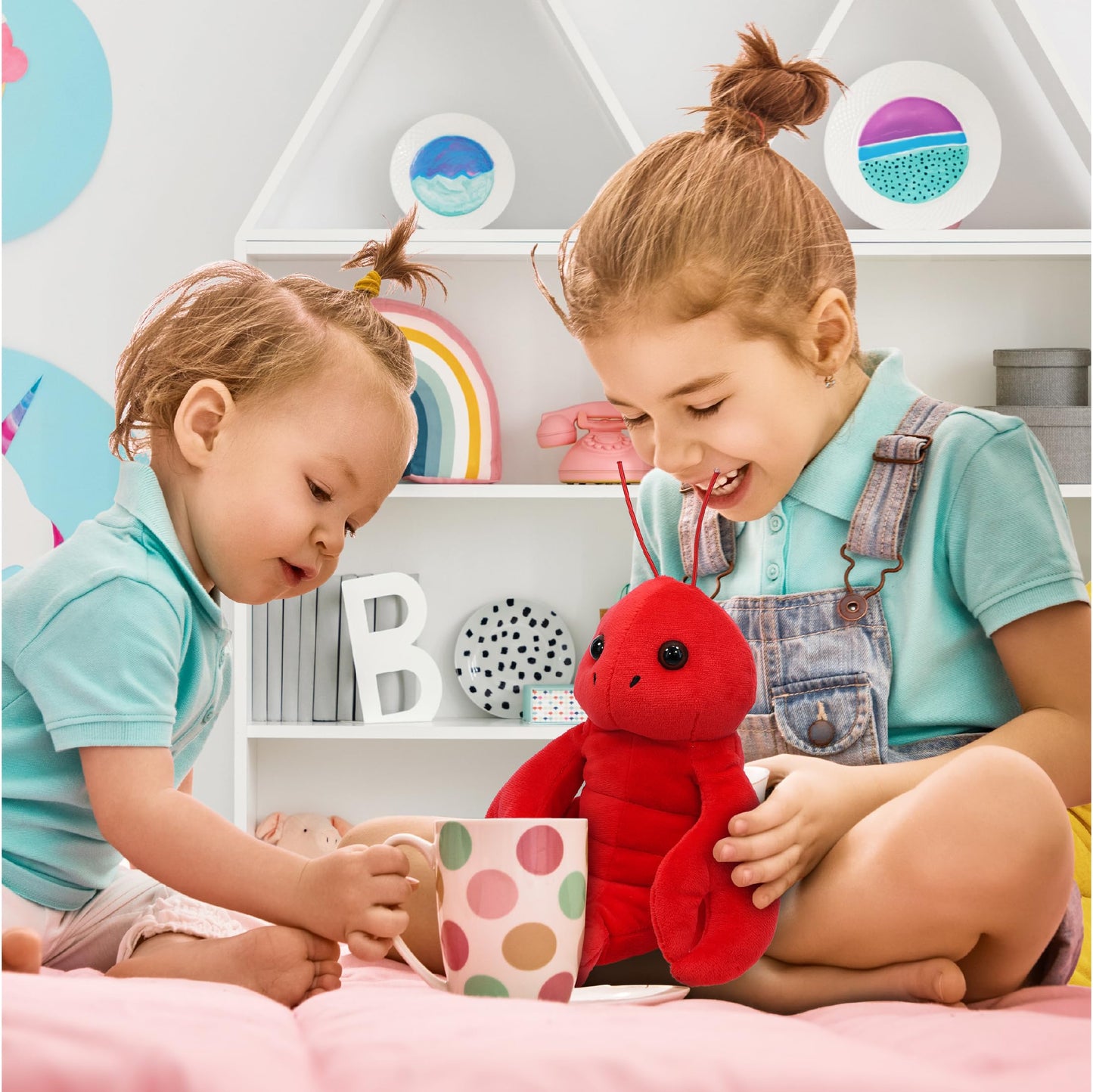DolliBu Sitting Lobster Stuffed Animal - Soft and Velvety Ocean Animal Stuffed Red Lobster Plush Toy for Kids and Adults, Realistic Sea Creature Gift