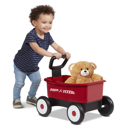 Radio Flyer Push & Pull Walker Wagon with Teddy Bear, Ages 1-4 Years, Red