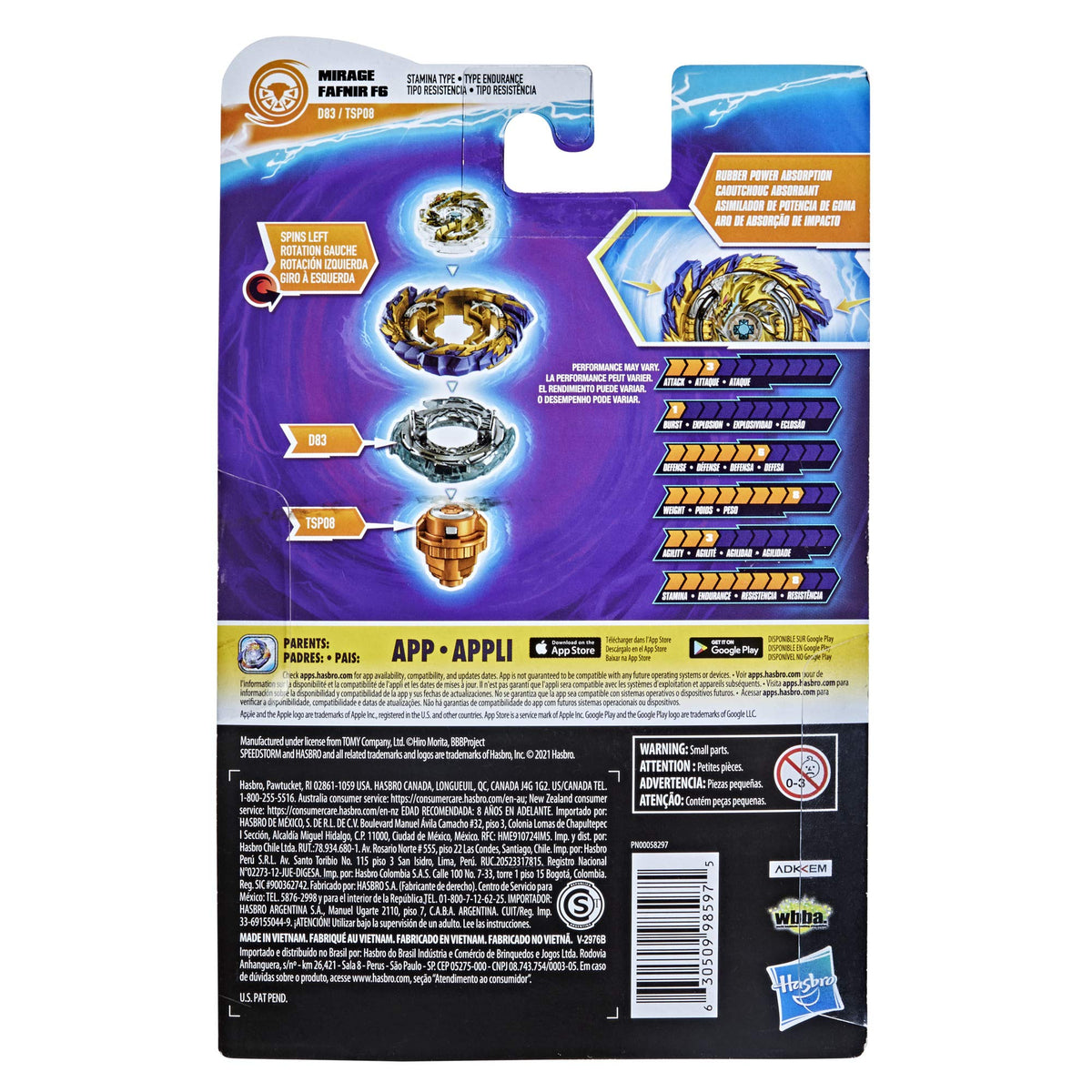 -Beyblade Burst Surge Speedstorm Mirage Fafnir F6 Spinning Top Starter Pack - Stamina Type Battling Game Top with Launcher, Toy for Kids