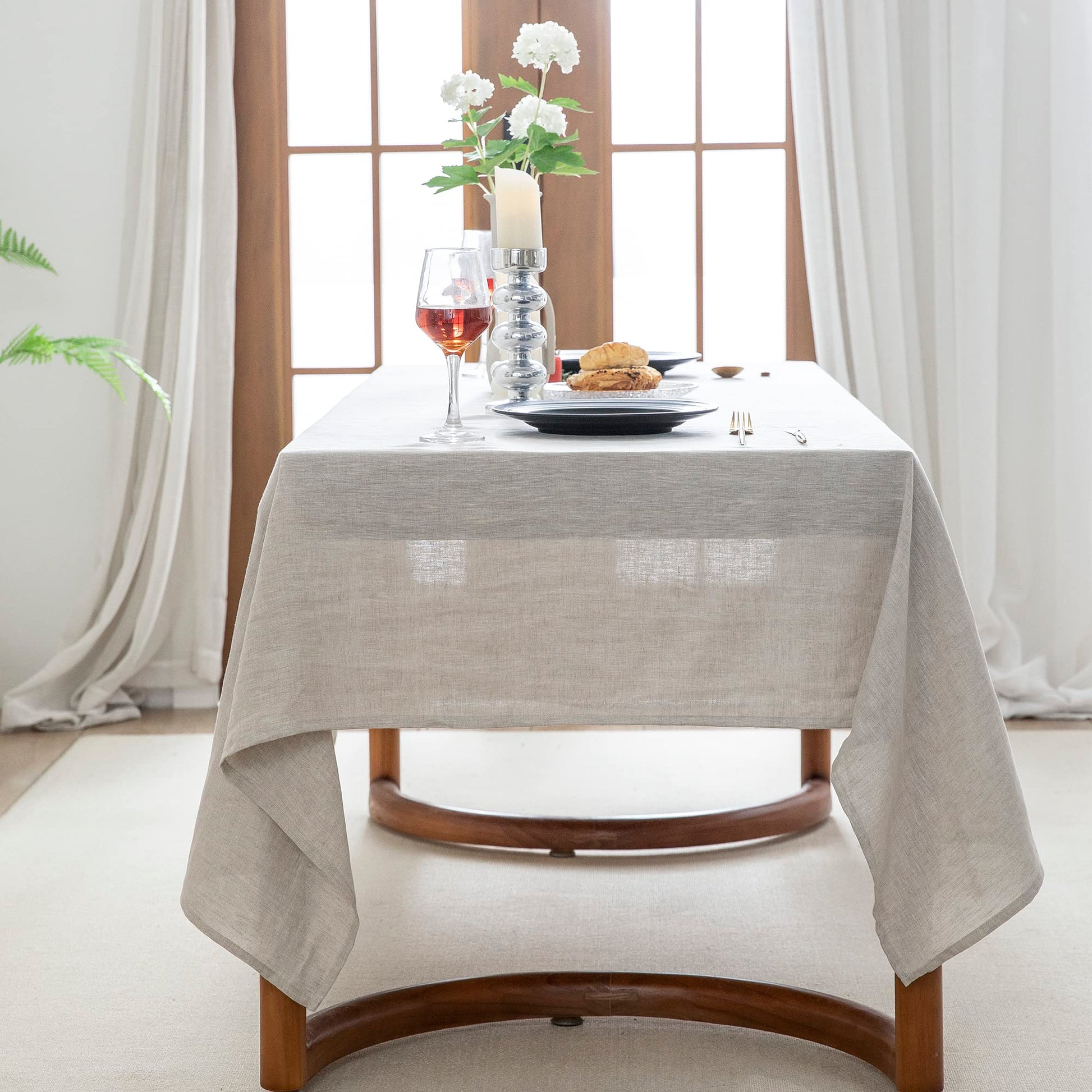 EVERLY 100% Pure Linen Rectangle Tablecloths 108Lx60WInch for Dining,Buffet Parties,Picnic,Events,Weddings and Restaurants,Decorative