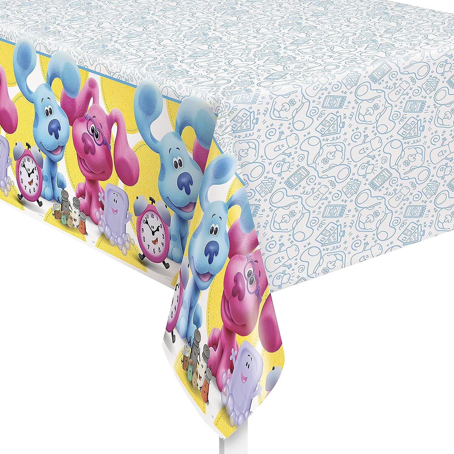 Vibrant Blue's Clues Multicolor Table Cover - 54" x 84" (1 Pc.) - Durable Rectangular Plastic Tablecloth - Perfect Kids Party Decor