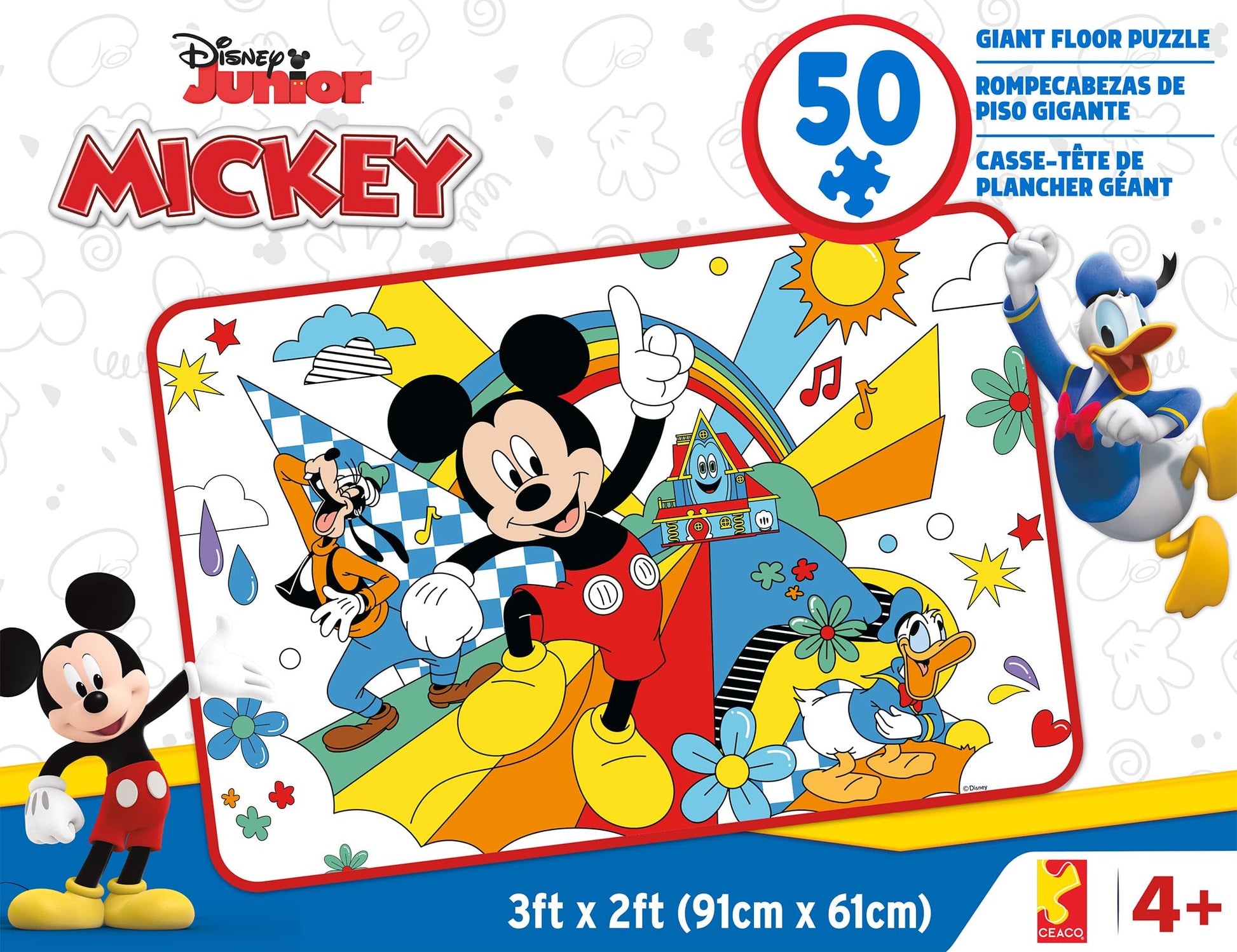 Ceaco Disney Clubhouse 50 PC Floor Puzzle - Family Fun Extra Large Jigsaw - Finished Size is 3' x 2'