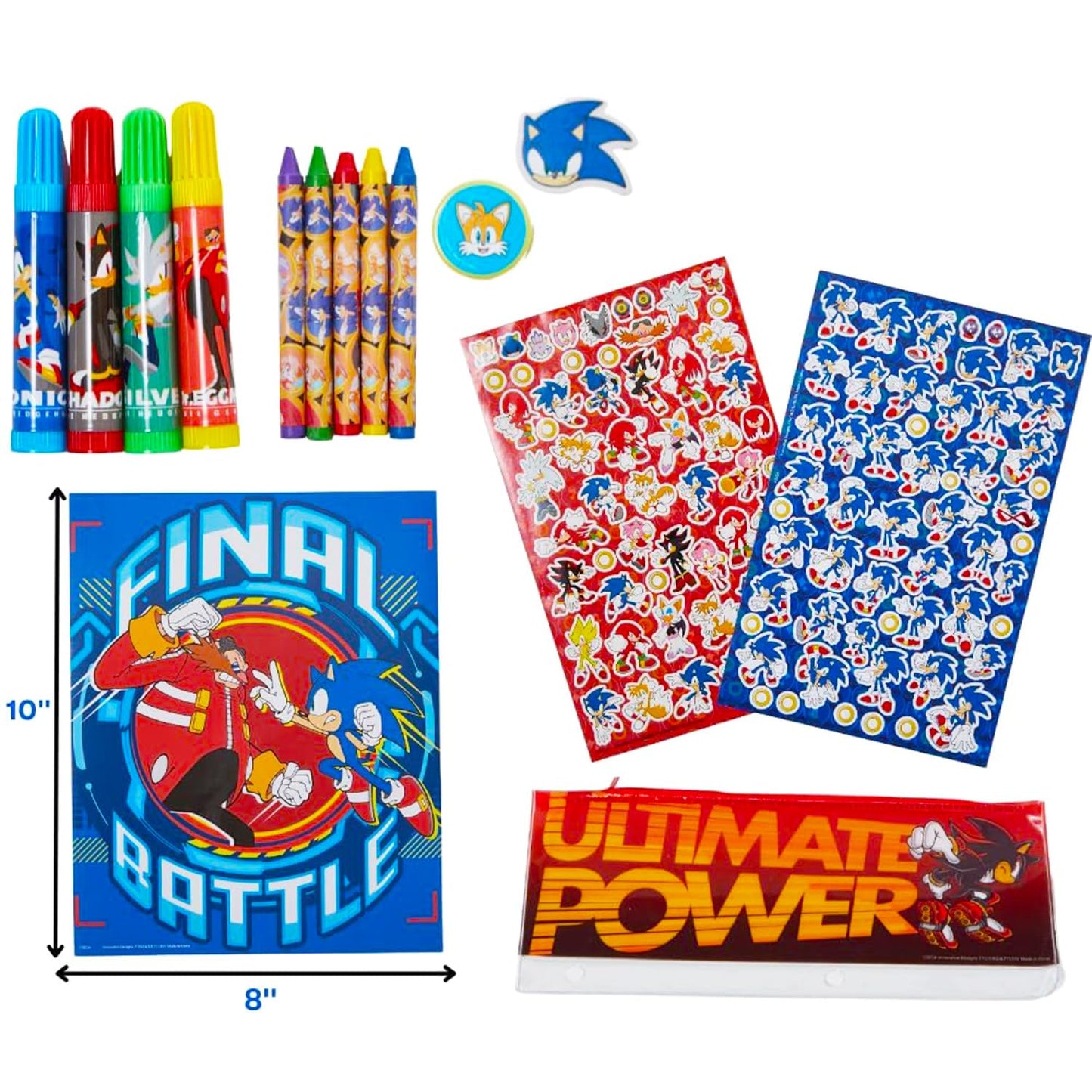 Sonic The Hedgehog Art Set for Kids, Toddlers - 30 Pc Bundle with Sonic Coloring Sketchpad, Stickers, Crayons, More | Sonic Drawing Pad Activity Kit