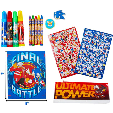 Sonic The Hedgehog Art Set for Kids, Toddlers - 30 Pc Bundle with Sonic Coloring Sketchpad, Stickers, Crayons, More | Sonic Drawing Pad Activity Kit