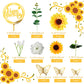 DRWATE Sunflower Cake Topper, 28 Pcs Multicolor Acrylic, Silk - Baby Shower, Wedding Decorations, Butterfly, Eucalyptus, Rose, Happy Birthday Topper