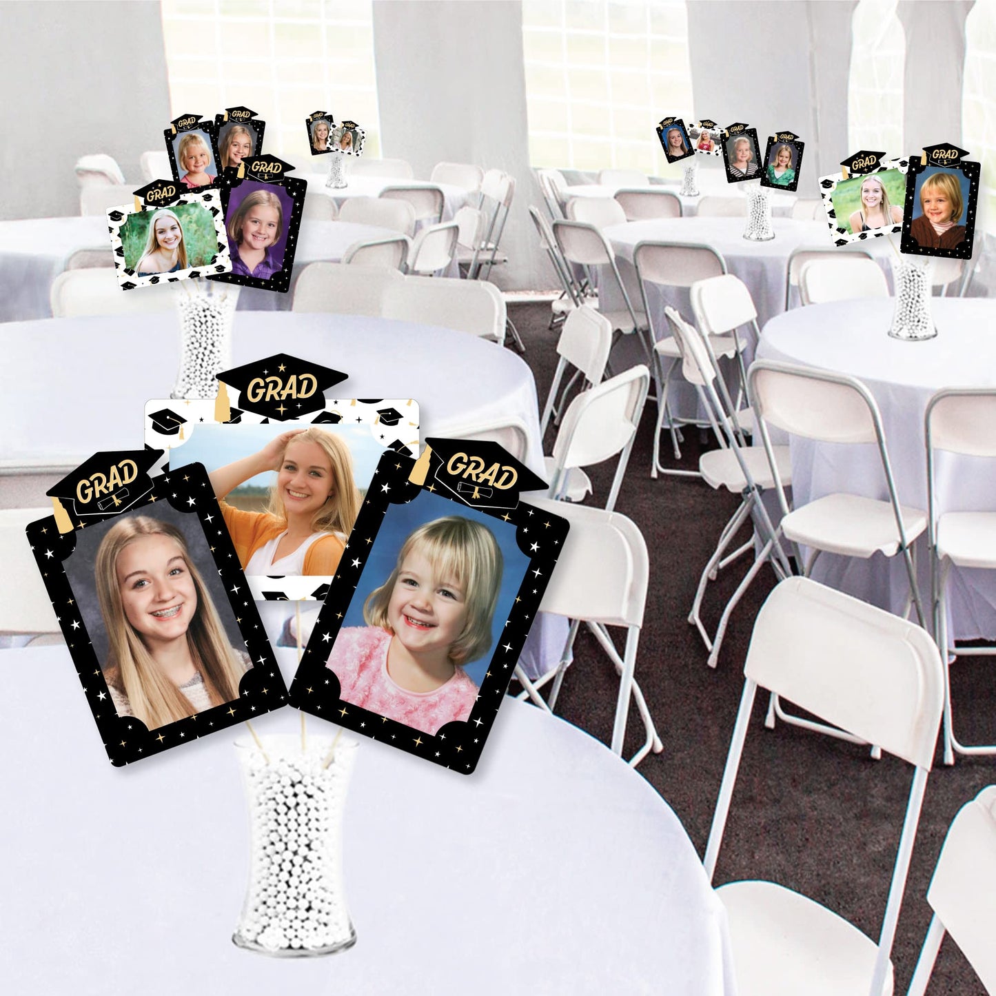 Big Dot of Happiness Goodbye High School, Hello College - Graduation Party Picture Centerpiece Sticks - Photo Table Toppers - 15 Pieces