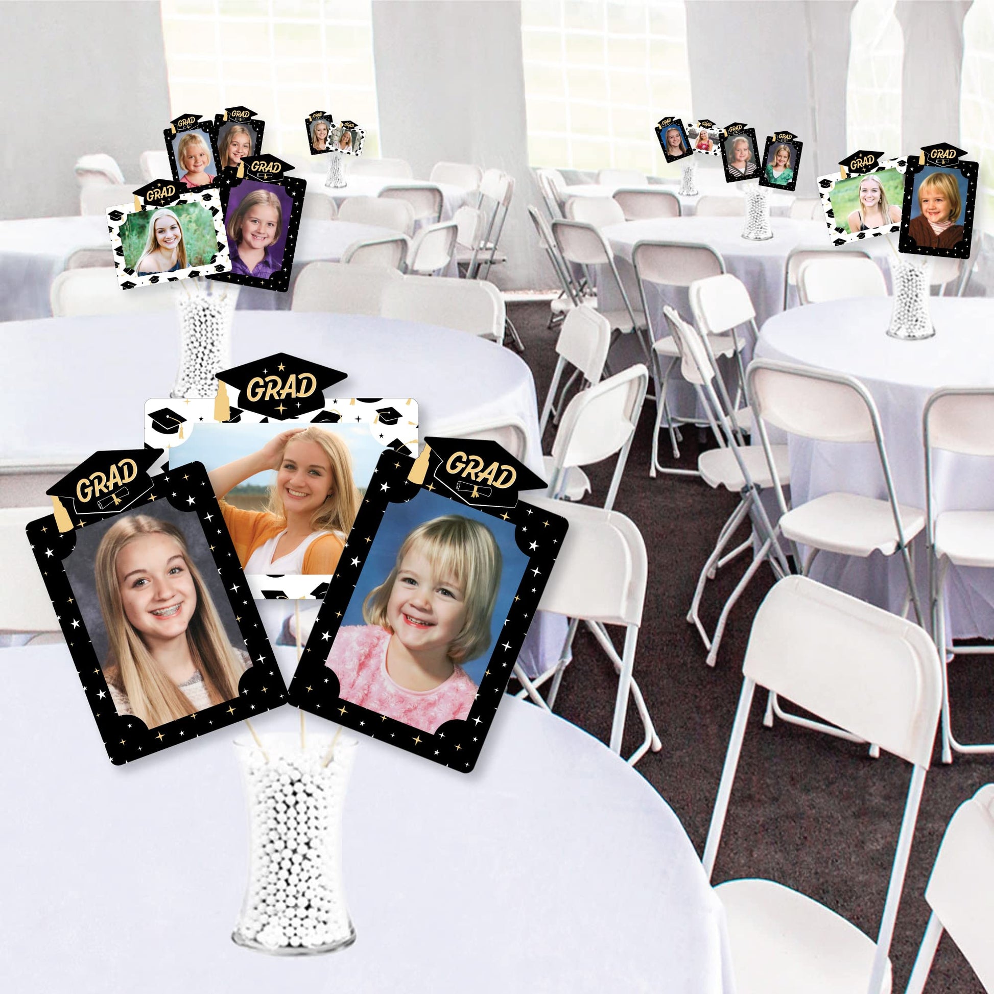Big Dot of Happiness Goodbye High School, Hello College - Graduation Party Picture Centerpiece Sticks - Photo Table Toppers - 15 Pieces