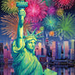 Boardwalk Lady Liberty 500 Piece Jigsaw Puzzle Patriotic Fireworks New York Puzzles with Premium Box, Gift for Adults and Family 16"x20"