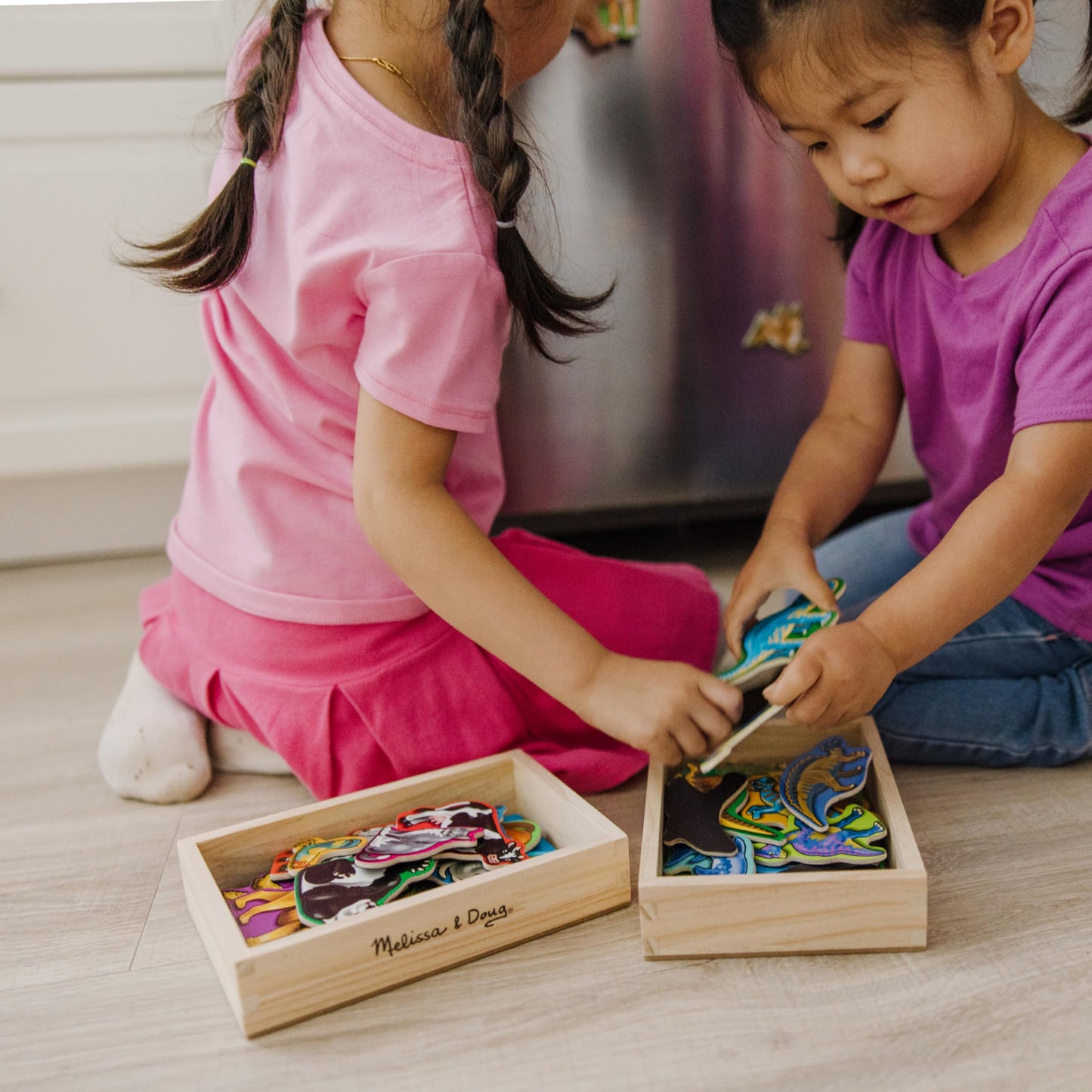 Melissa & Doug Wooden Magnets Set - Animals and Dinosaurs with 40 Wooden Magnets