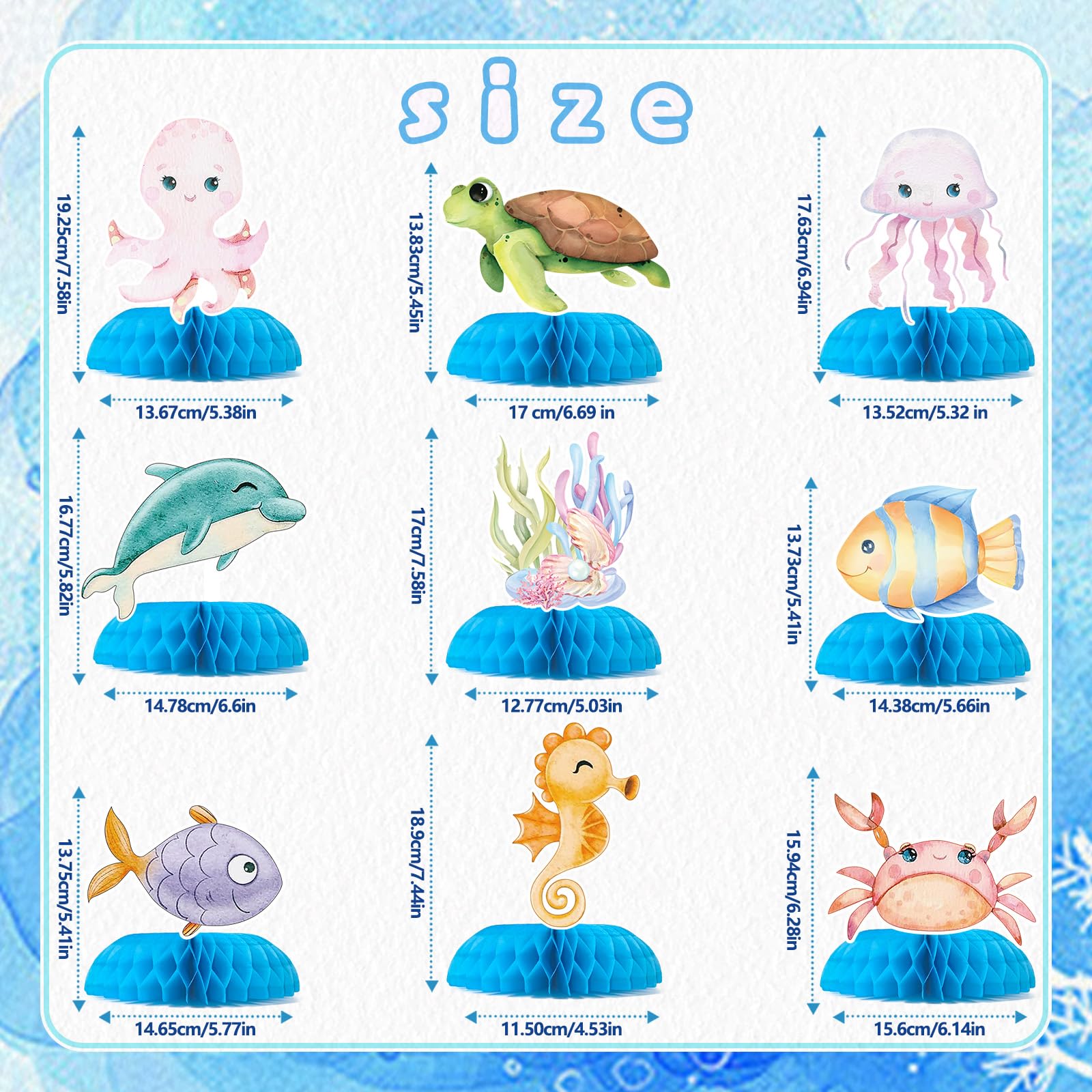Ocean Animal Table Honeycomb Centerpieces, Happy Birthday Party Decorations