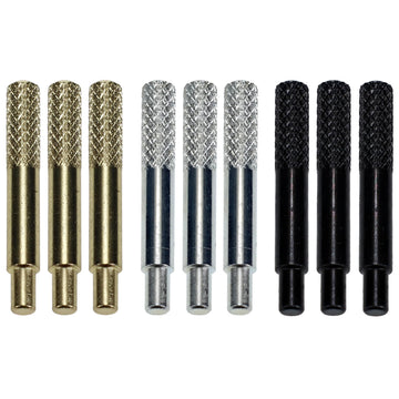 WE Games Cribbage Board Pegs Metal, Set of 9 Machined Cribbage Pegs Unique, 3 Colors (Brass, Silver & Black) Felt Pouch for Travel, Bulk Cribbage