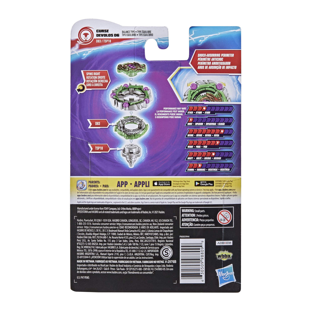 Beyblade Burst Surge Speedstorm Curse Devolos D6 Spinning Top Starter Pack - Balance Type Battling Game Top with Launcher, Toy for Kids